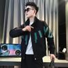 Popular ins jovem estilo japonês simples primavera e outono manga longa artístico moderno gola V jaqueta peça externa versátil temperamento padrão masculino