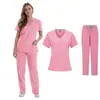 Ropa de Lavado a Mano Transfronteriza para Mujer de Secado Rápido Manga Corta Ropa Quirúrgica Ropa de Trabajo de Enfermera Doctora Ropa de Trabajo de Hospital de Mascotas traje