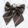 Jk Gravata Feminina Estilo Japonês Estilo Coreano Estilo Preppy Curta Estudante Listras Marrons 7CM Nó Manual Sem Nó Laço