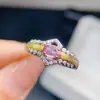 Anillo Popular de Zafiro Rosa Natural al por Mayor de Fábrica Plata S925 Incrustado Piedra Principal 4*6 Venta Caliente Europeo y Americano Dropshipping