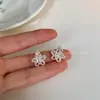 Borda de Renda Francesa Luxo Leve High-End Pérola Coroa Flor Oca Brincos Fashion Versátil Nicho Temperamento Brincos