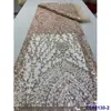 Tecido com Lantejoulas Bordadas em Base de Tule, Decoração com Padrão de Plantas, Tecido de Lantejoulas para Passarela, Renda de Lantejoulas