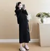 Vestido para Mujeres Embarazadas 2024 Otoño e Invierno Nueva Moda Temperamento de Alta Gama Impermeable Chaleco de Lana de Visón Vestido de Punto Base Delgado