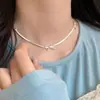 Collar de Cadena de Transferencia de Plata de Ley S925 para Mujer Cadena para Clavícula Versátil Elegante Collar Lujo Accesible Collares Cortos de Gama Alta Accesorios