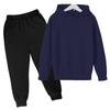 Suéter con capucha y forro polar para niños de otoño e invierno para comercio exterior, traje de suéter casual de color sólido para niños