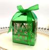 Comércio exterior caixa de doces oca a laser caixa de doces com fita de árvore de Natal caixa de presente floco de neve de Natal verde fábrica atacado