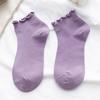 Calcetines Calcetines Cortos para Mujer Calcetines de Algodón de Color Sólido de Boca Baja y Corte Bajo Lindo Estilo Japonés con Borde de Oreja Calcetines Tipo Barco Finos de Encaje para Verano