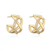 Pendientes Geométricos Aogu Chapados en Oro Real con Circonita, Sencillos y Personalizados, para Mujer, Lujo Accesible de Nicho Ins, Pendientes Versátiles
