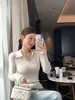 Suéter de Punto de Nuevo Estilo Primavera y Otoño 2026, Manga Larga, Cuello Semiabierto, Cuello Solapa, Top de Punto Ajustado para Mujer