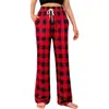 Comercio exterior transfronterizo 2023 otoño e invierno comercio exterior Amazon Pantalones casuales rectos para mujer cordón elástico cómodo cuadros para dormir