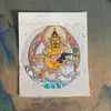 Thangka Pintado à Mão da Divindade Amarela da Riqueza de Hotong, Nepal, e Xizang, Núcleo de 3,5"