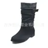 Juyuan En Stock 2026 Otoño/Invierno Deseo Europeo y Americano Talla Grande Lana Tejida Media Pantorrilla Botas de Combate para Mujer