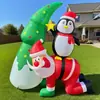 Creatividad Transfronteriza: Santa, Pingüino y Árbol de Navidad Inflables - Decoraciones Inflables Navideñas - Adornos de Jardín Iluminados para Navidad