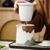 Juego de té para viajes al aire libre cultural y creativo con motivos de montaña y palacio, adecuado para uso doméstico, tetera de kung fu, regalo para evento de inauguración de empresa
