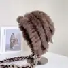 Ropa de Invierno para Viajes al Aire Libre Sombrero de Punto Cálido con Orejeras de Piel de Conejo Sombrero Baotou a Prueba de Frío para Mujer Sombrero Lei Feng para Cabeza Grande