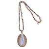 Conjunto de collar, anillo y pendientes con turmalina y perla barroca de agua dulce, cadena de suéter con diamantes checos de alta calidad, accesorios colgantes.