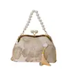 Bolso con Hebilla de Hilo Bordado Estilo Étnico para Mujer Verano 2025 Nuevo Bolso de Mano con Cadena de Perlas Bolso Casual de Hombro Cruzado