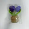Adornos de Ramo de Planta en Maceta de Producto Terminado Transfronterizos, Adornos de Escritorio Creativos de Tulipán Girasol de Hilo Tejido a Crochet Hechos a Mano, Regalos