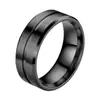 Moda europea y americana 8 mm borde biselado un anillo de acero inoxidable color plata mate seda negro dorado joyería de acero de titanio para hombres y mujeres