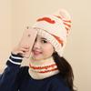 Gorro de invierno para mujer, nuevo gorro de punto de moda coreana con máscara y bufanda cálida de terciopelo, gorro de lana con barba.