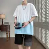 Traje Esportivo Casual Elegante de Seda Gelada para Homens, Shorts Finos de Manga Curta da Moda para o Verão, Elegante Combinado com um Conjunto de Roupa Masculina