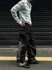 Jeans Retro Americanos de Doble Cintura con Bordado de Notas Musicales para Hombre, Corte Limpio, Versátiles, Pierna Recta Holgada, Pantalones de Largo Hasta el Suelo
