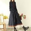 20262026 Nuevo Vestido de Algodón y Lino Floral Retro Moda Otoño Elegante Talla Grande Holgado Adelgazante Largo