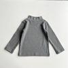 Camiseta Infantil de Manga Longa Lã Stretch Algodão Puro Gola Alta Meia Meninas Camiseta Básica 2026 Nova Outono e Inverno Camiseta de Bebê Meninos