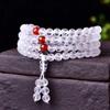Pulsera Cristal Blanco Optimizado 108 Pulsera de Cuentas Seis Palabras Verdaderas Palabras Cristal Blanco Pulsera de Cristal Blanco