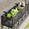 Estante de Flores para Balcón Estante de Almacenamiento Repisa de Ventana Soporte para Macetas de Hierro Forjado Barandilla Borde de Ventana Colgante Estante de Almacenamiento para Suculentas Estante de Secado