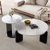 Mesa de Centro Pequena de Ardósia e Madeira Maciça Nórdica Mesa Lateral de Sofá Italiana Apartamento Pequeno Casa Quarto Varanda Lazer Mesa de Chá Pequena