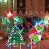 Nuevo letrero de suelo navideño con diseño de cachorro Grinch, letrero impermeable para césped de fiesta al aire libre, jardín