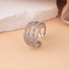Anillo Europeo y Americano Transfronterizo de Diamante Completo para Mujer, Apertura de Circonita de Gama Alta de Nicho, Anillo Ajustable, No se Desvanece, Venta al por Mayor Versátil