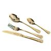 Juego de 4 piezas para cena, cubertería occidental, cuchillo, tenedor, cuchara, cucharilla de té, juego de regalo de vajilla de 24 piezas, patrón repujado, chapado en oro