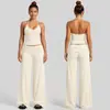 Conjunto de ropa de yoga transfronterizo con top deportivo de cuello halter, conjunto de pantalones anchos de secado rápido para deportes al aire libre, fitness para mujer