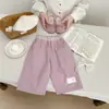 Conjunto de Tres Piezas de Chaleco Dulce para Bebé de Primavera y Otoño Ropa Nueva Linda para Bebé Chaleco Elegante Camiseta Básica Pantalones Casuales