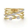 Anillo de Diseño Cruzado Cao Shi para Mujer, Joyería Elegante Bicolor, Popular en Xiaohongshu, Modelo de Venta al por Mayor por Transmisión en Vivo