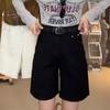Shorts de Mezclilla Rectos de Cintura Alta para Mujer Tallas Grandes para Chicas Gorditas, Mm2026 Verano Holgados Adelgazantes de Pierna Ancha a la Rodilla