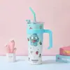 Taza Helada Negra Muy Atractiva de 40 oz, Vaso Aislado de Acero Inoxidable 304, Capacidad Gigante con Asa, Taza para Coche al por Mayor