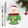 Conjunto Criativo de Faca e Garfo de Natal Desenho Animado Papai Noel Conjunto de Louças Bolsa de Armazenamento Suprimentos para Decoração de Festa de Feriado