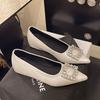 Zapatos de Salón de Punta Fina Estilo Francés con Hebilla Cuadrada de Pedrería y Boca Baja para Mujer, Modelo Nuevo Otoño 2026, Cómodos para el Trabajo Diario, Zapatos de Trabajo que Aumentan la Altura