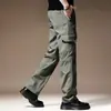 Pantalones Cargo Casuales de Cintura Media para Hombre, Pantalones de Pierna Recta, Pantalones para Exteriores de Tallas Grandes, Pantalones Largos Versátiles Holgados con Múltiples Bolsillos