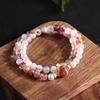 Pulsera de cristal multicircular con amatista y cubierta de leche Philippe verde con torre de flores de caucho rojo natural, ideal para ir al trabajo o al trabajo.