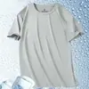 Camiseta masculina de manga curta, de malha de seda gelada de secagem rápida, nova camiseta esportiva respirável de corrida para homens, de manga curta, roupas masculinas T
