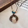 Nuevo Collar Colgante Largo Corazón Color Café Estilo Chino Cadena de Suéter Estilo Antiguo Zen Retro Cordón Accesorios Decorativos para el Cuello
