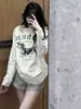 2025 Estilo Americano Primavera y Otoño Nuevo de Moda Diseño de Perro de Dibujos Animados Moda Versátil Casual Holgado Top de Manga Larga para Mujer