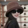 Sombrero de Pescador para Mujer, Gama Alta, Nuevo Estilo Otoño e Invierno, Elegante y con Estilo, Sombrero de Ala Enrollada Que Hace que el Rostro Parezca Más Pequeño, Sombrero de Invierno, Cálido de Punto