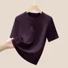 2026 Nuvem Pele t Mousse Bambu Articulação Algodão Pele Macia Manga Média Top Feminino Outono Slim Fit Ombro Real Camada Base Branca t-shirt