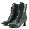 Comércio exterior 2026 novo botas de tornozelo de salto alto bico fino retrô plus size salto taça de vinho cadarço frontal zíper lateral para AliExpress transfronteiriço