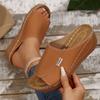 Sapatos Femininos de Exportação Europeia e Americana 2025 Verão Novo Estilo Chinelos Confortáveis de Salto Anabela Chinelos Simples para Uso Externo Chinelos de Salto Anabela de Sola Grossa